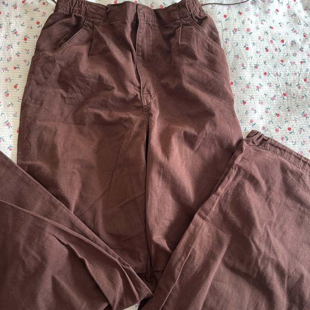 Bershka Chocolate Brown Parachute Pants - Picture 5 of 5